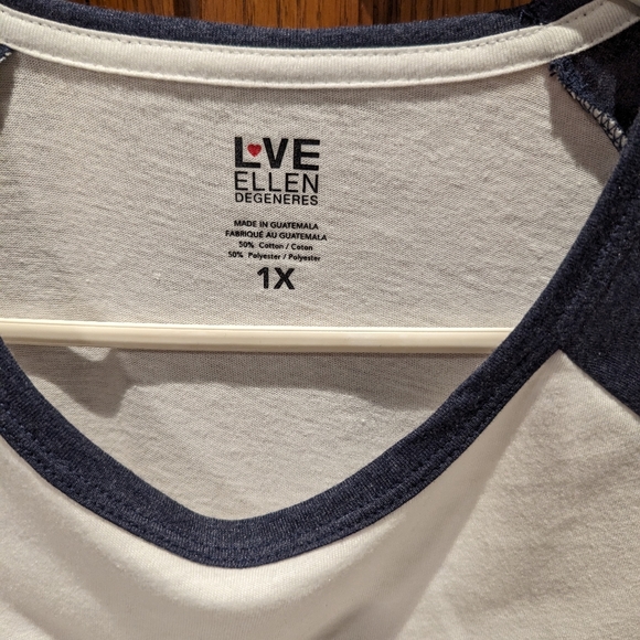 Ellen DeGeneres 3/4 sleeve top. Stripes on front. Pride colours. - Picture 3 of 6